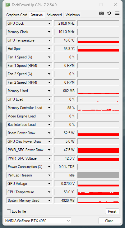 GPU-Z 的传感器页